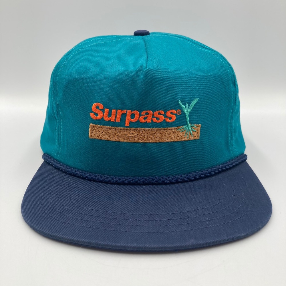 Vintage Surpass Zeneca Snapback‎ Trucker Hat Teal Navy Made in USA